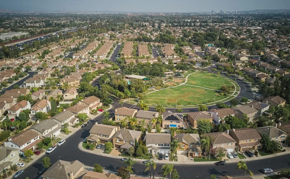 Residential streets near Bellaire Town Square in Bellaire, Texas